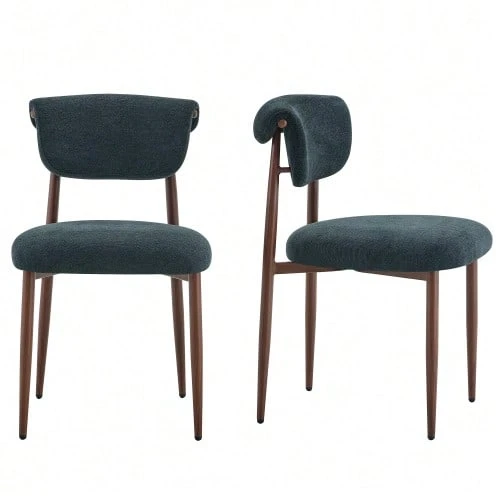 Dining Table And Chair Set Made From Bed Linen, Upholstered Kitchen Chair Without Straps, Modern Dining Chair With Curved Backrests - Black - View 1