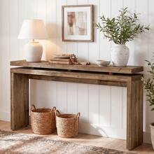 FINMIND Solid Wood Console Table, 63-Inch Farmhouse Sofa Table For Behind Couch, Wood Console For Entryway, Hallway, Living Room, Rustic Brown - 鄉村棕色 - 查看 5