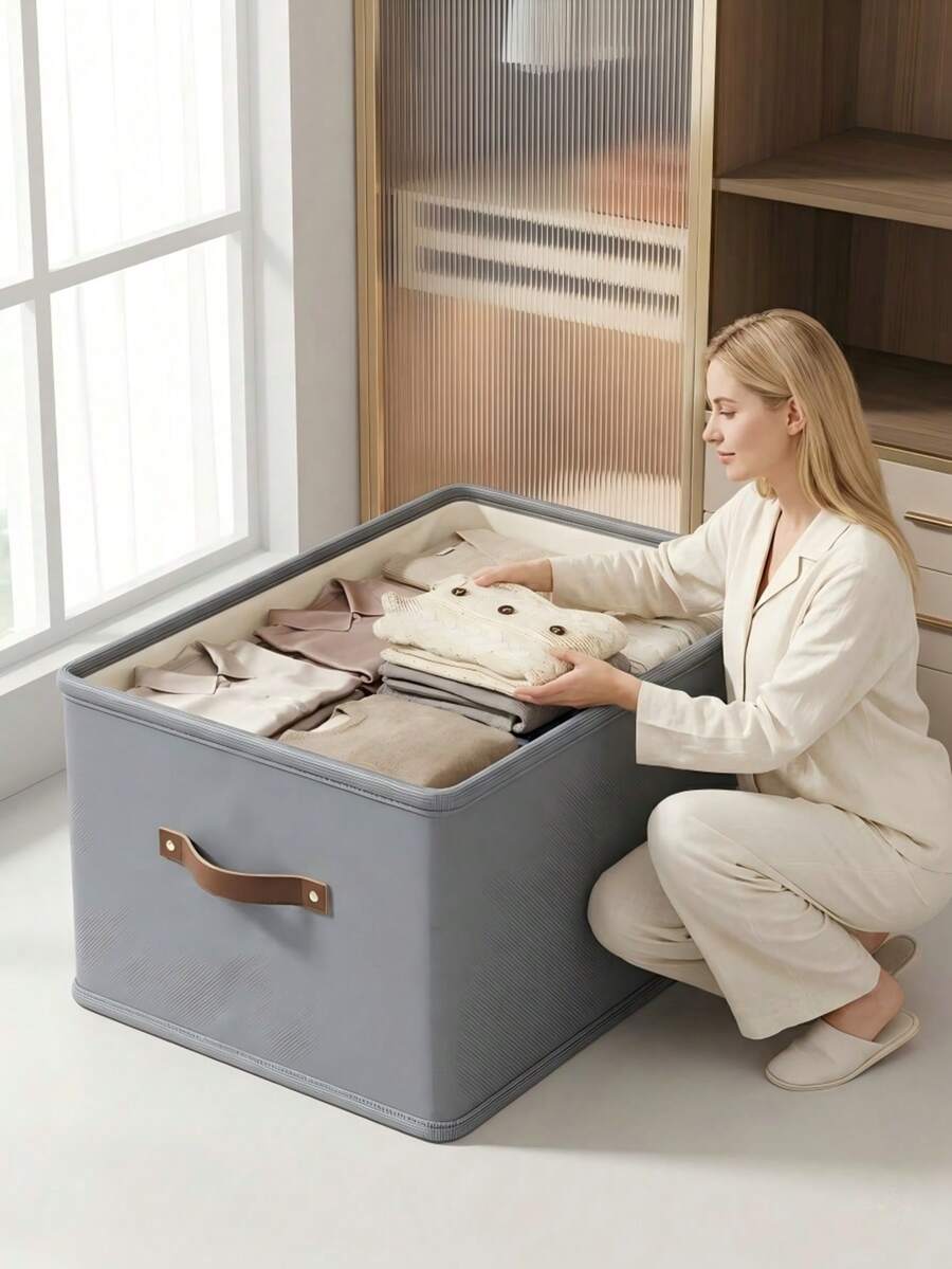 1/2 hộp đựng đồ gấp gọn bằng vải Oxford dung tích lớn, thích hợp để sắp xếp quần áo, quần jean và áo len trong tủ quần áo. Chức năng mạnh mẽ và đa dụng, có thể dùng để đựng chăn, váy, ga trải giường, gối, quần áo, v.v. Dưới gầm giường, tiết kiệm không gian, khuyến mãi ngày lễ Lao động, tủ quần áo phòng ngủ, lưu trữ tủ quần áo, giỏ đựng đồ, hộp đựng đồ, kệ đựng đồ trong tủ quần áo. Lưu trữ, hộp đựng đồ, không gian lưu trữ trong tủ quần áo. - Xám - Xem 1