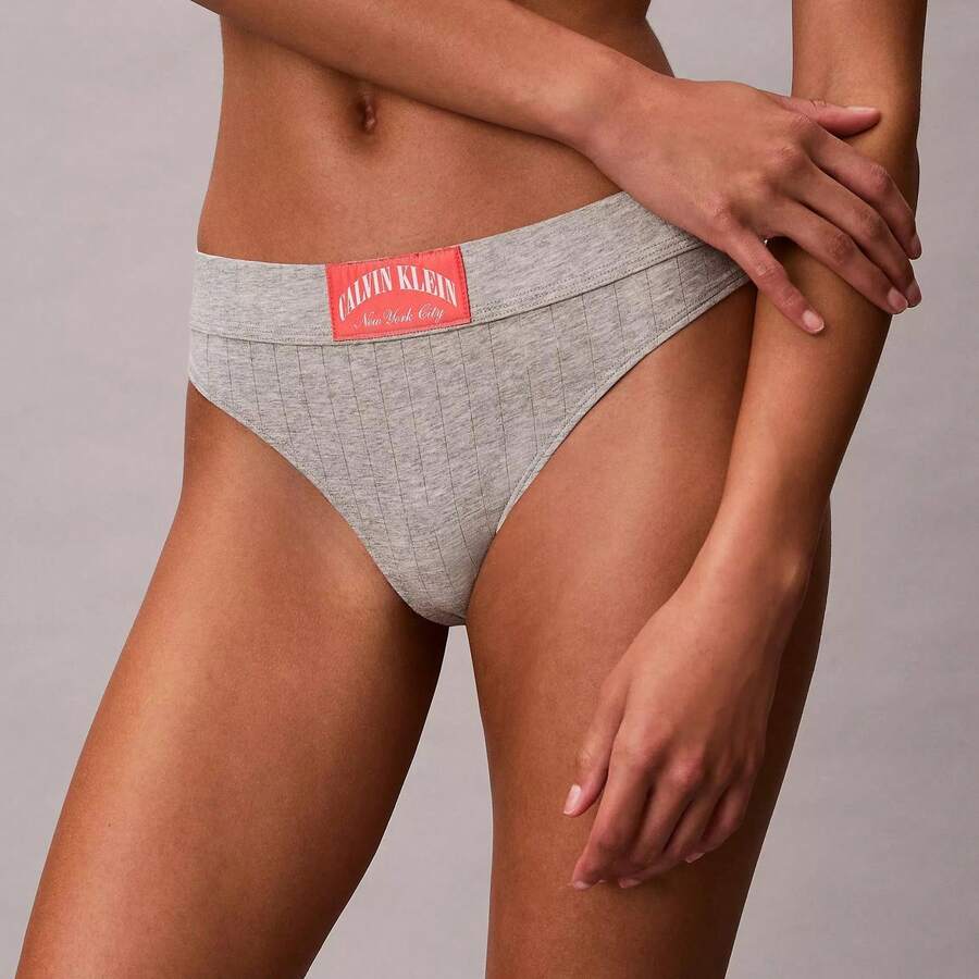 Calvin Klein Calvinklein Heritage Classic Cotton Stretch Thong Underwear Women Panties QF8711 - Grey Heather - 查看 1