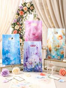 50个/套 花卉油画图案塑料礼品袋，绘画艺术手提袋，生日派对装饰，花卉主题派对用品，礼品包装，婚礼装饰，婴儿派对，购物袋，春季装饰，派对回礼 - 油畫花卉 - 查看 9