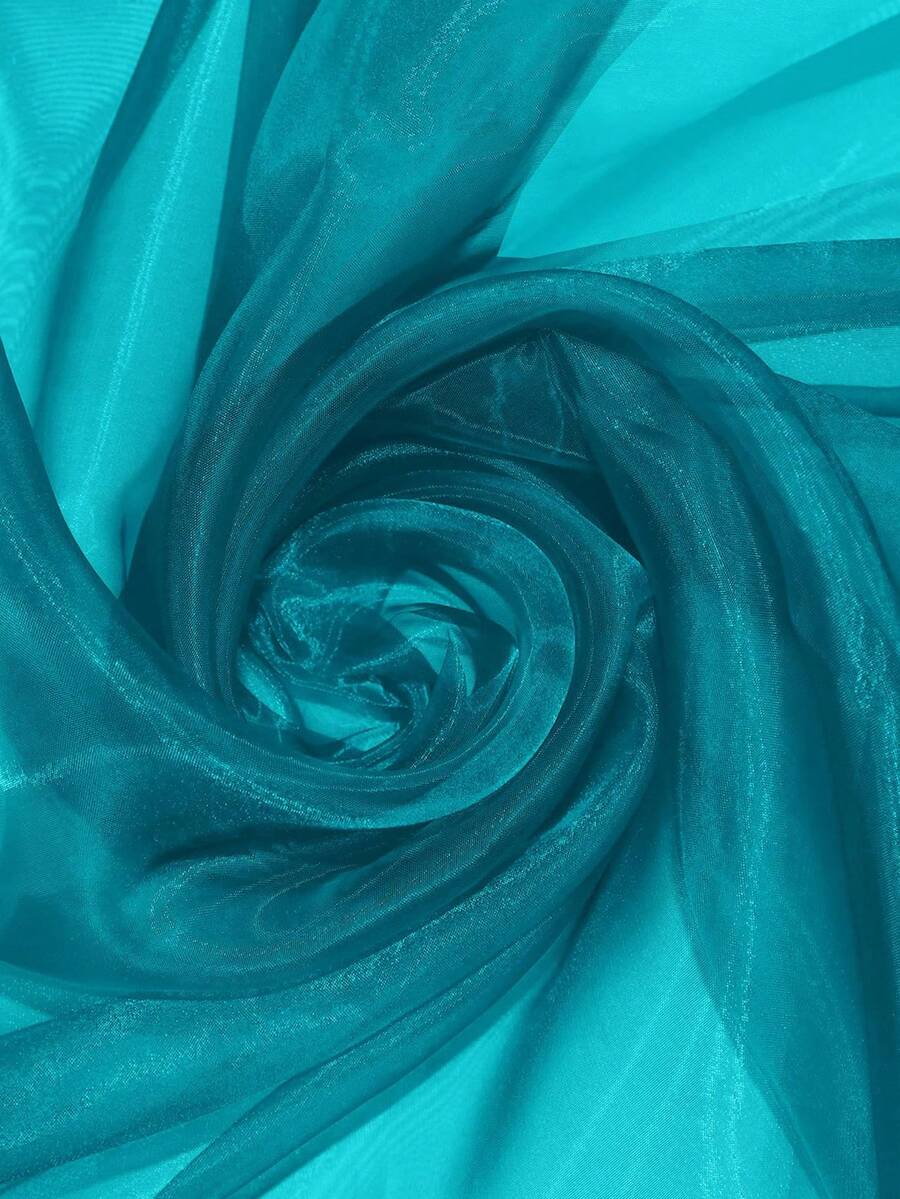 1 pieza de tela de organza transparente brillante y sedosa, material de organza semitransparente, adecuado para coser vestidos de novia, decoración de fondo para fiestas de boda - Verde azulado - Ver 1