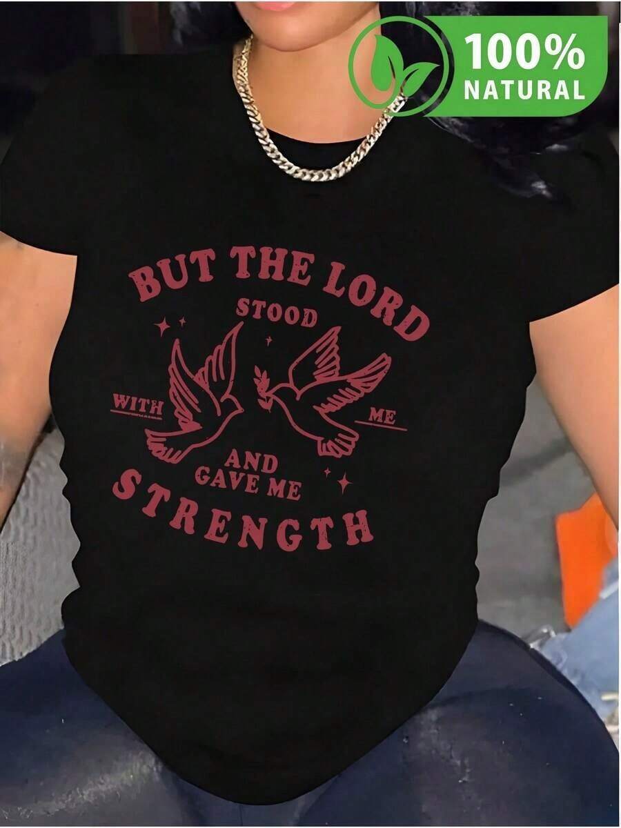T-shirt con diseño único de palomas y mensaje inspirador El Señor me dio fuerza ideal para looks casuales y cómodos Moda de México estilo urbano camiseta negra que resalta en cualquier ocasión Lleva la  religiosa y expresa tu fe con estilo y confort - Negro - Ver 1