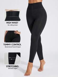Quần legging bó sát đùi cạp cao giúp thon gọn, kiểm soát vùng bụng và nâng mông dành cho nữ. - màu đen - Xem 4