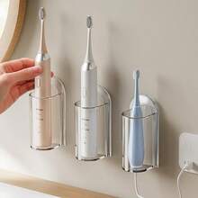 1pc/2pcs Creative Self-Adhesive Toothbrush Holder, Wall-Mounted Bathroom Storage Rack, Home Shower Room Decor - Multicolor - View 4