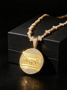 Bộ trang sức hip-hop tôn giáo gồm mặt dây chuyền hình đầu Chúa Giê-su đính hoa băng và mặt dây chuyền chủ đề Bữa Tiệc Ly, kết hợp với dây chuyền tennis sáng bóng, là phụ kiện hoàn hảo cho phong cách rapper nam. - mặt dây chuyền thời trang - Xem 12