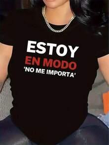 Camiseta única Estoy en modo No me importa estilo y2k para quienes marcan  en México, diseño atrevido y moderno que refleja tu personalidad, perfecta para cualquier ocasión y destacar en la moda actual, prenda indispensable para tu guardarropa. - Negro - Ver 8