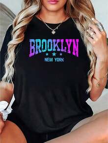 T-shirt Y2K exclusiva con diseño vibrante de Brooklyn Nueva York ideal para lucir con estilo en cualquier ocasión perfecta para quienes aman la moda urbana y buscan comodidad en su vestimenta solo una pieza disponible atrévete a destacar en el día a día - Negro - Ver 1