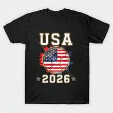 Camiseta de la Copa Mundial de Fútbol de EE. UU. 2026 - Regalo para Fanáticos Americanos con Estampado Frontal y Trasero - Negro - Ver 6