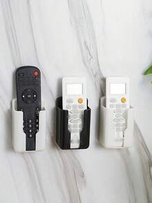 2pcs Wall-Mounted Remote Control Holder, Phone Stand & Storage Box, Self-Adhesive Bedroom Organizer, Plastic Charging Station & Remote Control Storage Rack, Wall-Mounted Air Conditioner Remote Control Holder - Multicolor - View 1