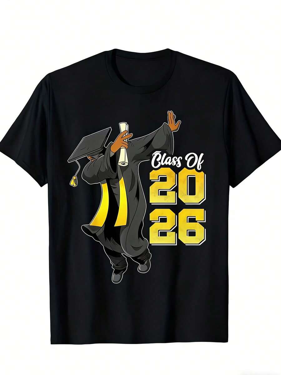 1 camiseta de graduación divertida para hombre, cuello redondo, informal, transpirable, para verano, 100% algodón, regalo para el Día de la Madre, Día del Padre, cumpleaños, graduación, Navidad, para hombres, mujeres, familiares y amigos, 180g, 100% algodón. - Negro - Ver 1