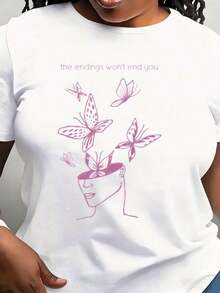 Camiseta Moderna Minimalista Orgánica con Mariposas, Camiseta Feminista, Camiseta de Mariposas, Regalo para Niña, Regalo para Mejor Amiga, Camiseta Inspiradora, Casual para el día a día - Blanco - Ver 7