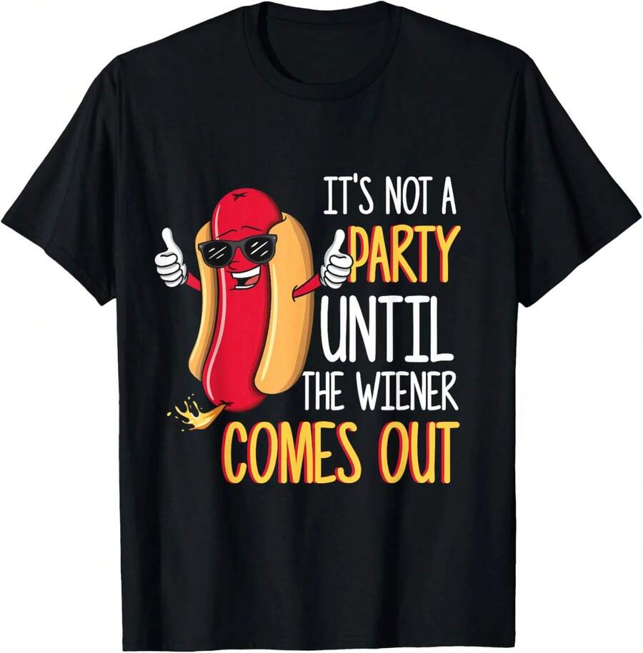 No es fiesta hasta que sale el hot dog - Camiseta divertida de hot dog - Negro - Ver 1