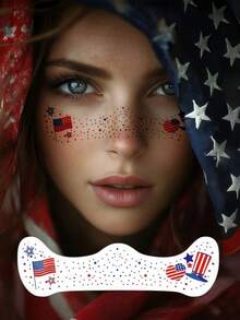 6 Sheets Freckles Face Tattoo 4th Of July Decorations Star Face Stickers Freckle Tattoo Independence Day Accessories For Party Festivals Freckle Makeup - Multicolor - View 5