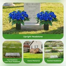 2pcs Artificial Cemetery Flowers, Memorial Rose Bouquet, Weather-Resistant Outdoor Floral Decor, Suitable For Tombstone, Cemetery, Garden, Patio, Porch, Yard And Home Decoration - Multicolor - View 8