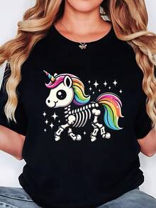 Plus Size - Plus Size - Women's Plus Size Clothing 0-8XL, Breathable And Soft Skin-Friendly Short Sleeve T-Shirt, Basic Korean Loose Fit, Casual Spring And Autumn Top For Daily Work - 黑色 - 查看 1