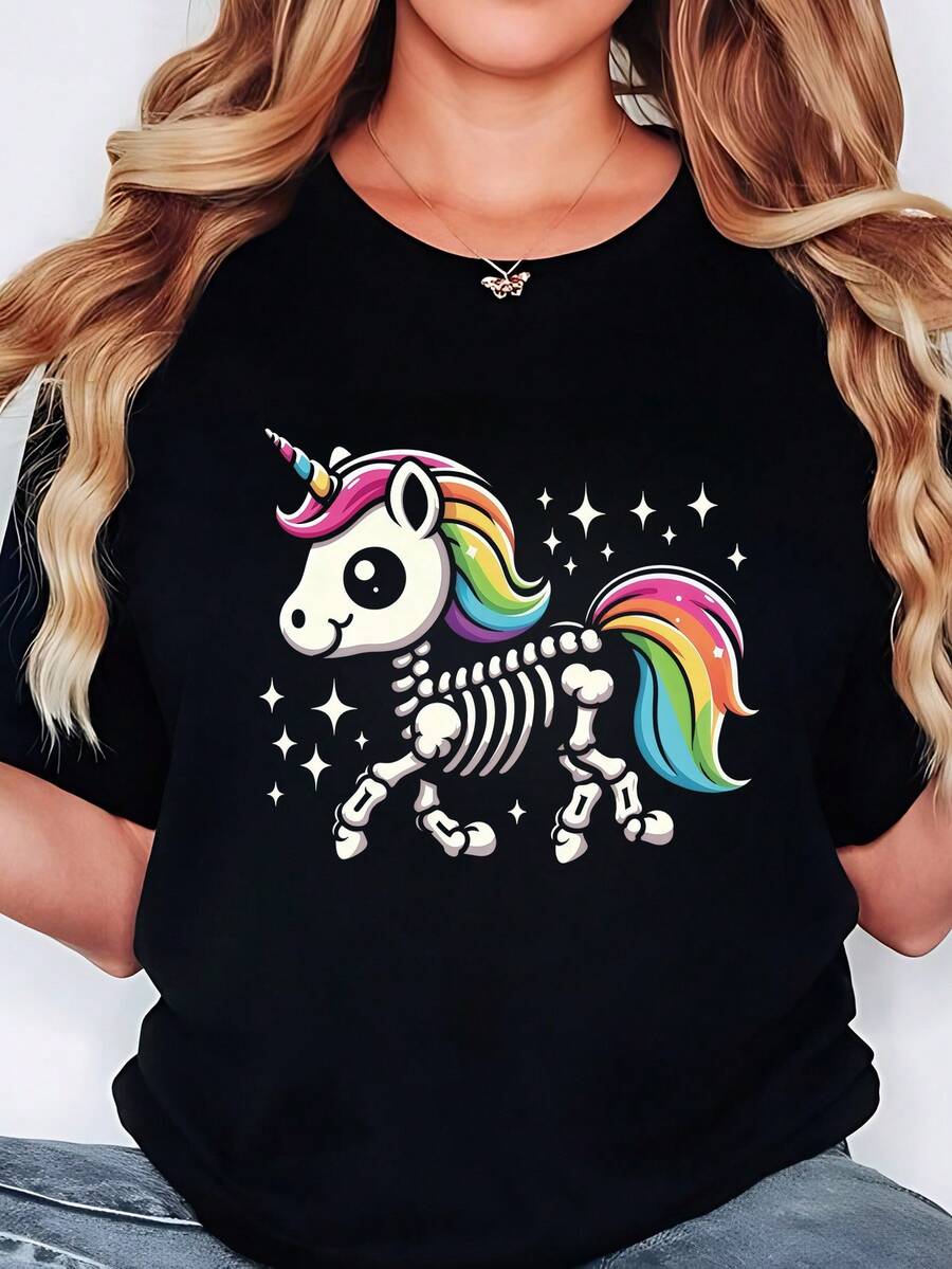 Plus Size - Plus Size - Women's Plus Size Clothing 0-8XL, Breathable And Soft Skin-Friendly Short Sleeve T-Shirt, Basic Korean Loose Fit, Casual Spring And Autumn Top For Daily Work - 黑色 - 查看 1