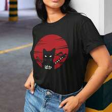 Blusas para mujer Playera de Anime japonés para Hombre y MujerRopa deportiva estilo Y2K, cuello redondo, 100% algodón, tejido suave, manga corta. Camiseta Y2k - Negro - Ver 8