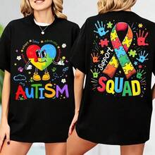 [100% Algodón] Camiseta de Concientización sobre el Autismo, Camiseta de Aceptación del Autismo, Camiseta de Neurodiversidad, Camiseta para Maestros de Educación Especial, Camiseta de Defensor de la Inclusión, Regalo Especial - Camiseta de Estilo Urbano Vintage Unisex de Algodón Suelto de Manga Corta y Cuello Redondo, Ropa de Verano para Mujer - Negro - Ver 6