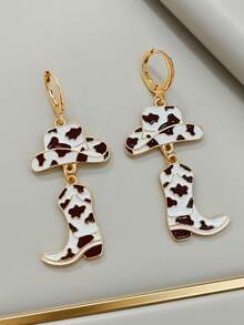 1 Pair Bohemian Style Cowboy Boot & Hat Design Earrings, Fashion Personalized Gift Suitable For Daily Outfit, Perfect For Party, Special Occasions, Holidays, Casual & Vacation Multipurpose Accessory For Women - Multicolor - View 4