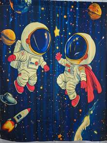 2Panels Kids Outer Space Astronaut Pattern Curtains, Light‑Filtering Rod Pocket Decorative Cortinas,Cortinas Para Cuarto,Cortinas Para La Sala,Curtains For Living Room,Curtains For Bedroom,Room Decor,Fall Curtains Living Roomhalloween Decorfall Style - Multicolor - View 5