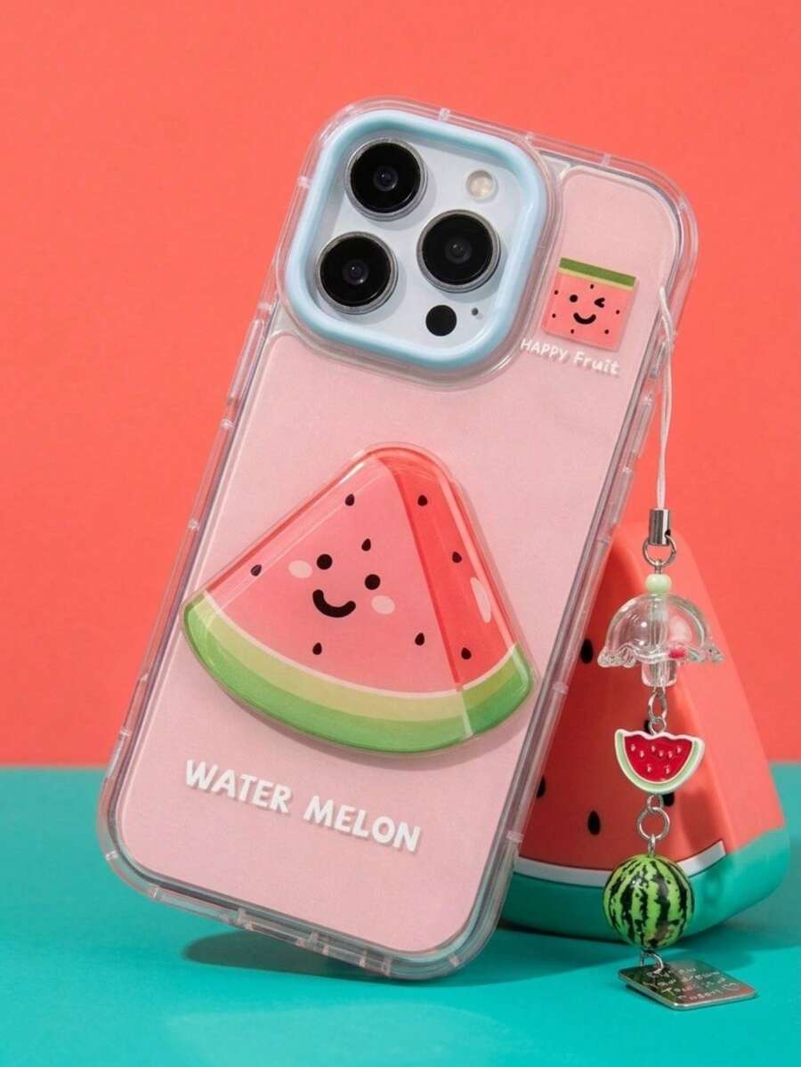 ShellaStory Cute Fashion Phone Cases Cute Funny Ugly Fashion 1pc 3D Watermelon Design Phone Case Compatible With IPhone 16 Pro Max/16 Pro Unique Korean Style Ins Creative High-End Cute Cartoon Case Compatible With IPhone 13/14/15/11/12 Waterproof Shockproof Anti-Fall Scratch Resistant Spring Birthday Gift Party - Pink - View 1