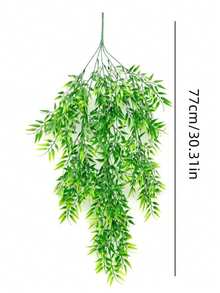 仿真綠色人造吊掛蕨類植物 - 真實竹葉藤蔓，適用於婚禮裝飾、生日派對、花園活動、室內與室外使用 - 高品質，無需電力，戶外植物 | 裝飾藤蔓 - 竹葉 - 查看 6