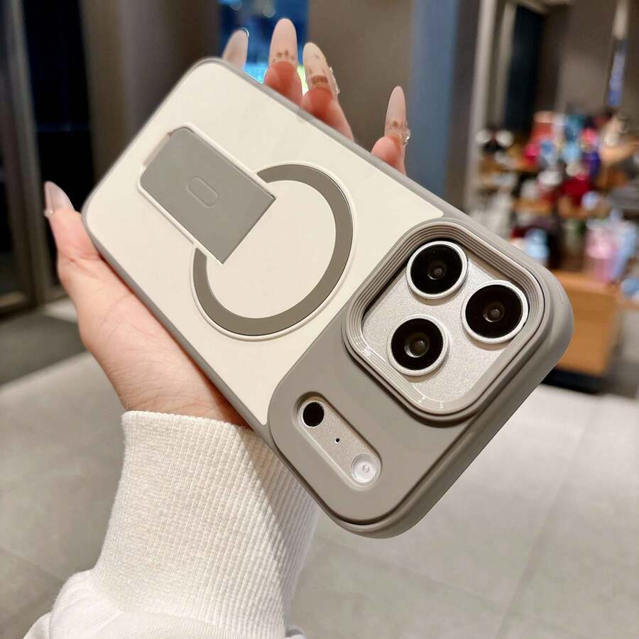 [24h Shipping From DE/FR/ES]Phone Case - Minimalist, Cool Cuticle Look, Foldable, Invisible Stand, Compatible With IPhone 17 Pro Max, Magnetic Phone Case 13 14 15 16 17, Full Cover, Protective Case - Grey - View 1