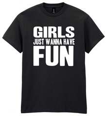Camiseta 'Las chicas sólo quieren divertirse' Personalizada para Mujer, para Fiesta de Disfraces, Camisetas de Moda de los 80, Tops de Moda, Camisetas Cómodas - Negro - Ver 2