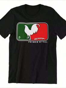 Camiseta de Gran Tamaño para Hombre con Estampado de Gallo - 100% Algodón, Tejido Jersey Pesado de 180 g/m² Preencogido, Impresión por Sublimación, Cuello Redondo y Manga Corta para Uso Casual (Tallas S-3XL), Camiseta de Tela Resistente - Negro - Ver 7