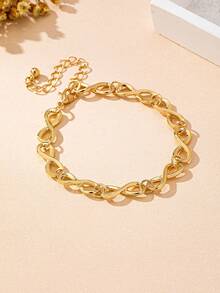 1 pieza Brazalete versátil y elegante con símbolo del infinito, adecuado para el uso diario de las mujeres - Amarillo Oro - Ver 2