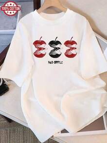 Camiseta de Mujer: Camiseta de Verano Moderna de Algodón Puro, Cuello Redondo Holgado, Ropa Versátil para Mujer, Camiseta Casual Cómoda para Adolescentes, Tops de Manga Corta Vibrantes y Juveniles para Uso Diario. - Blanco - Ver 12