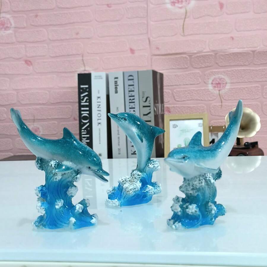 1pc Mini Dolphin Figurine, Indoor Decor, Summer Beach Style Ornament - Mini Dolphin - View 1