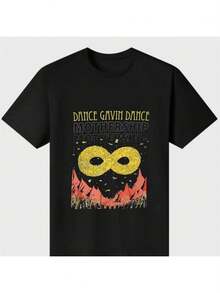 Camiseta de Merch Oficial de Dance Gavin Dance Mothership - Camiseta Negra de 100% Carga Pesada con Símbolo de Infinito, Camiseta de Concierto de Corte Regular para Hombres, Outfit para Festival de Música, Camiseta de Banda para Fans de Uso Diario - Ropa Gráfica del Álbum Mothership, Diseño de Tema Cósmico - Negro - Ver 2