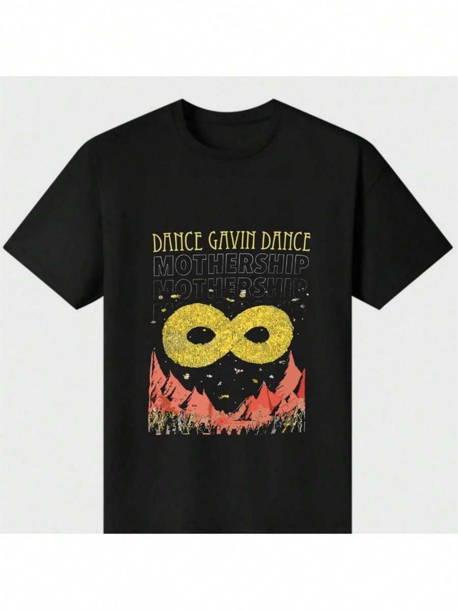 Camiseta de Merch Oficial de Dance Gavin Dance Mothership - Camiseta Negra de 100% Carga Pesada con Símbolo de Infinito, Camiseta de Concierto de Corte Regular para Hombres, Outfit para Festival de Música, Camiseta de Banda para Fans de Uso Diario - Ropa Gráfica del Álbum Mothership, Diseño de Tema Cósmico