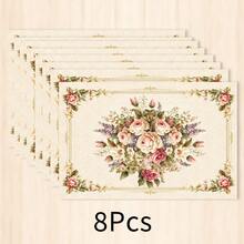 1 pieza Mantel individual de lino con estampado floral, tapete para desayuno, posavasos de café, base para tazón, accesorio de cocina, fácil de limpiar, apto para el hogar, restaurante, decoración del comedor, regalo festivo, regalo para amigos, juego de múltiples piezas - Multicolor - Ver 18