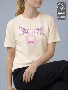 Soft Playera Estampada "100 % ALGODÓN" de Dama - "BELIEVE DREAM CLUB EDITION" TIENDAS KING SHENDY VENDY pattern - Albaricoque - Ver 6