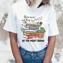 Camisetas de alta calidad: ¡Ofertas imperdibles! No hay demasiados libros. Camisetas de manga corta para mujer, frescas y con personalidad para el verano. - Blanco - Ver 8