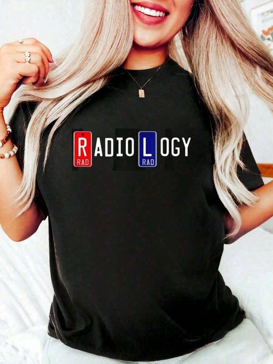 100% Algodón, Camiseta de Mujer, Camiseta con Marcadores de Rayos X para Radiología, Camiseta con Marcadores de Plomo Derecho e Izquierdo, Camisetas de Cuello Redondo Suaves y Cómodas de Talla Grande para Hombre y Mujer - Negro - Ver 1