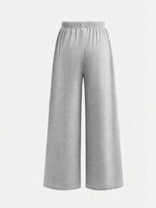 1pc Teen Girls Wide Leg Sports Pants, Casual Minimalist Style, Loose Fit, Suitable For Sports And Daily Wear, Spring/Summer Outfit Choice - Grey - View 5