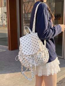 Nueva mochila para niñas, bolso de mano popular con lunares, bolsa escolar multifuncional de gran capacidad - Beis - Ver 12