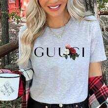 [National Shipping] Camiseta de Alta Calidad para Mujer con Estampado de Letras, Blusa Diaria, Estilo Clásico de Verano, Manga Corta, Estilo Harajuku Y2K - Estilo - Ver 6