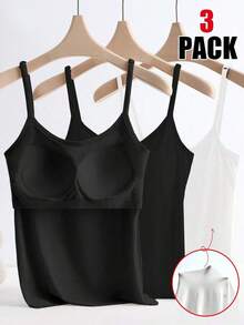 Set de 3 camisetas de tirantes con forro acolchado incorporado, cómodas y antidestellos - Multicolor 4 - Ver 12