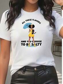 Camiseta Casual de Moda para Mujer con Diseño de Princesa y Gato, Todos Estos Estilos y Tú Eliges Ser Salado, Estampado para Ropa de Verano, Regalo para Amigas, 220g, blusa casual mujer - Blanco - Ver 6