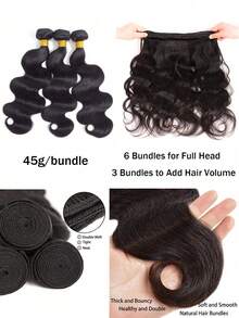 1 Bundle Wavy Human Hair With 4x4 Transparent Lace Closure, Single Bundle Or 3 Bundles With High Quality Human Hair Closure, Free Part, Natural Black Color, 45g Per Bundle - Natural Black - View 3