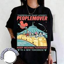 Suave Camiseta vintage de   y sus amigos Space Mountain, camiseta Tomorrowland Transit Authority People Mover, Keep Moving Forward, camiseta oversized de WDW land ,  mujer, blusa para mujer, ropa deportiva de mujer - Negro - Ver 1