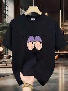 Camiseta de Algodón 100% para Hombre - Manga Corta, Cuello Redondo, Estampado Digital, Cómoda para Todas las Estaciones, Lavable a Máquina, Ideal para Salidas Diarias, Cuello Redondo, Dise?o Circular, Camiseta Casual de Verano Tshirt Muscle Freaks Cartoon estilo Funny SouthPark - Negro - Ver 6