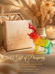 1 pieza Escultura de elefante de cristal transparente, decoración de elefante de vidrio, adecuado para estantería, hogar, sala de estar, oficina, decoración de gabinete, mesa, decoración de entrada, Día de San Valentín, Navidad, regalo de Año Nuevo - Adorno de elefante - Ver 9