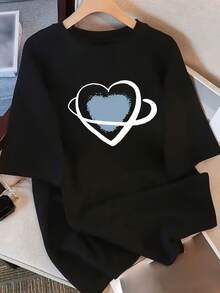 1 Piece Of Women's Summer T-Shirt, Made Of Pure Cotton, Loose Fit, Round Neck, Versatile, Comfortable, Casual, Youthful, Modern, Vibrant, Short Sleeve For Everyday Use, 180g 100% Cotton. - 黑色 - 查看 8