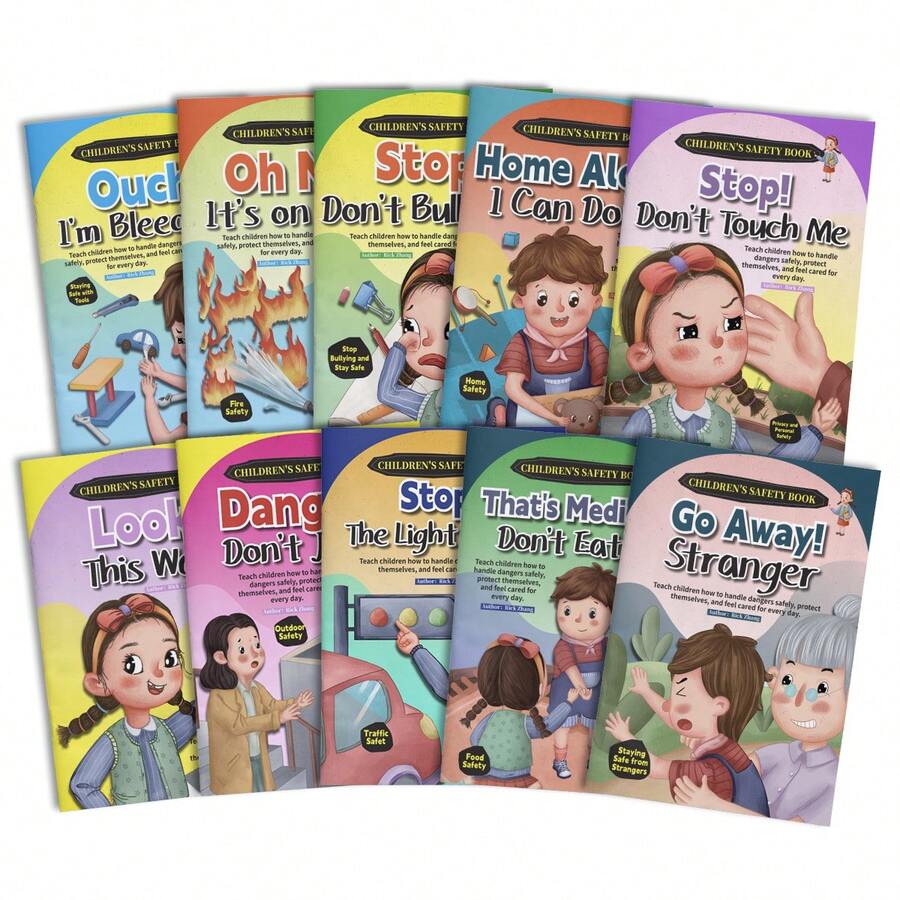 Daily Safety Reading Set, Colorful Illustrated Pages, Home And School Scenes, Easy Learning Of Safety Knowledge